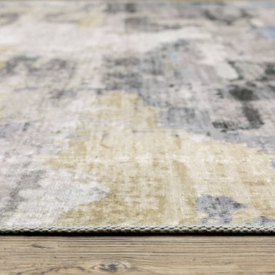 Micah Washable Distressed Abstract Indoor Area Rug Gray/Blue - Captiv8e Designs 5 Micah Washable Distressed Abstract Indoor Area Rug Gray/Blue - Captiv8e Designs - Image 3