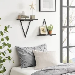 15.7" X 13.5 Set Of 2 Reversible Triangle Accent Wall Shelves - Danya B. 27 15.7" X 13.5 Set Of 2 Reversible Triangle Accent Wall Shelves - Danya B. -Home Shop GUEST 6288c76e f100 497b a156 8613d777bb55