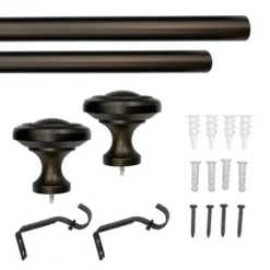 36"-72" Decorative Drapery Curtain Rod With Knob Finials Oil Rubbed Bronze - Lumi Home Furnishings -Home Shop GUEST 62bc7ffc 6880 4505 81d6 b4445429a963