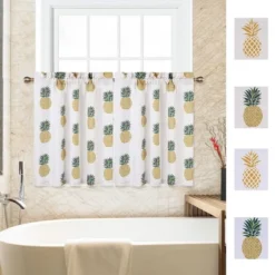 Trinity Pineapple Print Linen Blend Small Half Window Curtains For Kitchen Bathroom Cafe -Home Shop GUEST 6364fd3a af15 45f5 8e90 f44827c14643