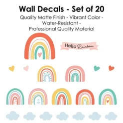 Big Dot Of Happiness Hello Rainbow - Peel And Stick Nursery And Kids Room Vinyl Wall Art Stickers - Wall Decals - Set Of 20 -Home Shop GUEST 664f69f4 5a1c 4cdb 81c9 98c2d091652b