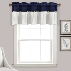 18"x52" Farmhouse Linen Button Window Valance - Lush Décor -Home Shop GUEST 68b6f1ad ea6d 4eee b262 ecc31e2746ac