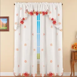 Collections Etc Multicolored Maple Leaf Embroidered Window Curtains -Home Shop GUEST 6dbb57d1 7186 481c a6ee 2a0f8d3d434b