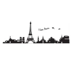 Unique Bargains Self Adhesive Buildings Eifel Tower Sticker Deca PVC Wall Mural 24" X 35" Black 1 Pc -Home Shop GUEST 6f6231de 9552 437c 859e 74a7e8aa479b