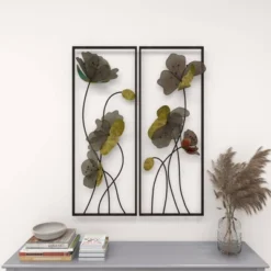 Metal Floral Wall Decor With Black Frame Set Of 2 Black - Olivia & May -Home Shop GUEST 6f88fd93 6b14 4175 a749 cc2d35ae7a47