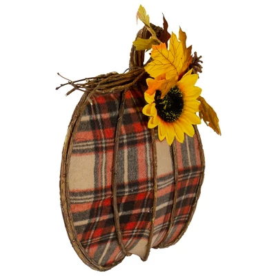 Northlight 14" Orange And Brown Plaid Fall Harvest Pumpkin Wall Decor 5 Northlight 14" Orange And Brown Plaid Fall Harvest Pumpkin Wall Decor - Image 3