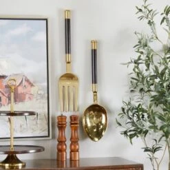 Set Of 2 Aluminum Metal Utensils Spoon And Fork Wall Decors - Olivia & May -Home Shop GUEST 744e8a41 59b8 4347 afb2 800124c8cce0