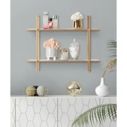 30" X 24" Leigh Wood And Metal Wall Shelf White - Kate & Laurel All Things Decor -Home Shop GUEST 75270af4 1826 4ee2 a903 721da01cc597