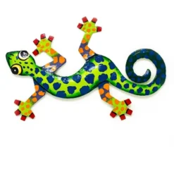 Global Crafts Eight Inch Painted Gecko Recycled Haitian Metal Wall Art -Home Shop GUEST 75d06dc9 58c2 4568 8347 5c341b5e9c49