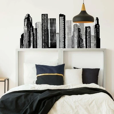 Cityscape Peel And Stick Giant Wall Decal Black - RoomMates 4 Cityscape Peel And Stick Giant Wall Decal Black - RoomMates - Image 2
