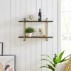 32.3" X 22" 2 Tier Metal And Wood Hanging Bracket Wall Mounted Shelf Gold - Danya B. -Home Shop GUEST 79f89998 7623 4f62 817c ee570990e2c2