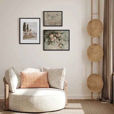 Americanflat 3 Piece Vintage Gallery Wall Art Set - Apple Tree Watercolor, Southern Austria, Afghan Rug By Maple + Oak 3 Americanflat 3 Piece Vintage Gallery Wall Art Set - Apple Tree Watercolor, Southern Austria, Afghan Rug By Maple + Oak