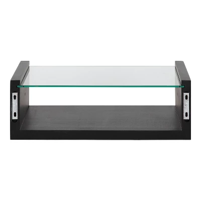 18" X 6" Holt Wood/Glass Decorative Wall Shelf Black - Kate & Laurel All Things Decor 6 18" X 6" Holt Wood/Glass Decorative Wall Shelf Black - Kate & Laurel All Things Decor - Image 4