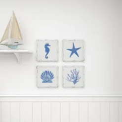Set Of 4 Metal Sea Horse Speckled Wall Decors With Starfish Shell And Coral Designs Cream - Olivia & May 28 Set Of 4 Metal Sea Horse Speckled Wall Decors With Starfish Shell And Coral Designs Cream - Olivia & May -Home Shop GUEST 7d87d0a9 2ff7 420e 8540 55c20d499315