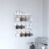Merrick Lane Steeley Wooden Wall Mount Mug Rack Organizer With Upper Storage Shelf And Metal Hanging Hooks With No Assembly Required -Home Shop GUEST 81f8c026 97b6 417b 828b a41d22db904e