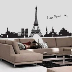 Unique Bargains Self Adhesive Buildings Eifel Tower Sticker Deca PVC Wall Mural 24" X 35" Black 1 Pc -Home Shop GUEST 82eba39d 4817 479e b98e 52fe4dd90aa6