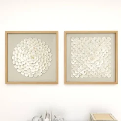 Shell Geometric Handmade Overlapping Shells Shadow Box With Canvas Backing Set Of 2 Cream - Olivia & May 14 Shell Geometric Handmade Overlapping Shells Shadow Box With Canvas Backing Set Of 2 Cream - Olivia & May -Home Shop GUEST 846f27ad 8351 47a9 a574 6e2d58d5f9da