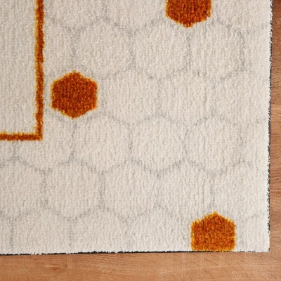 2'x3' ColorStar Bee Hex Door Mat White - Bungalow Flooring 5 2'x3' ColorStar Bee Hex Door Mat White - Bungalow Flooring - Image 3
