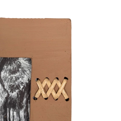 4X4 Inch Orange Terracotta Picture Frame With Cane & Glass By Foreside Home & Garden 6 4X4 Inch Orange Terracotta Picture Frame With Cane & Glass By Foreside Home & Garden - Image 4