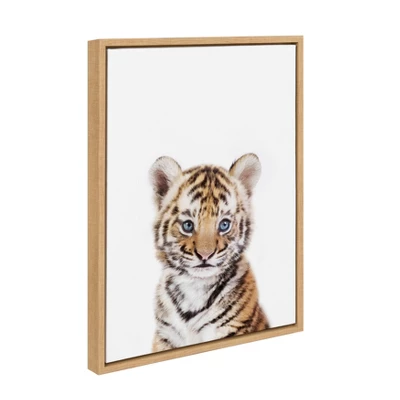 18" X 24" Sylvie Baby Tiger Framed Canvas Wall Art By Amy Peterson Natural - Kate And Laurel 3 18" X 24" Sylvie Baby Tiger Framed Canvas Wall Art By Amy Peterson Natural - Kate And Laurel
