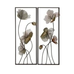 Metal Floral Wall Decor With Black Frame Set Of 2 Black - Olivia & May -Home Shop GUEST 888f05b6 7983 4973 bd5d 6cc0e6985355