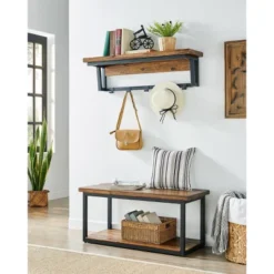 Claremont Rustic Wood Coat Hook With Shelf Dark Brown - Alaterre Furniture -Home Shop GUEST 88eccc16 b51c 463b afa1 5a0543c2d351