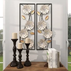 Set Of 2 Metal Floral Wall Decors With Black Frame White - Olivia & May 27 Set Of 2 Metal Floral Wall Decors With Black Frame White - Olivia & May -Home Shop GUEST 8aa6e22d 05e4 4944 9200 d7da662ed8df