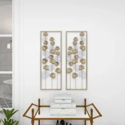 Metal Leaf Tall CutOut Wall Decor With Gold Frame Set Of 2 Gold - Olivia & May -Home Shop GUEST 8c5bd16e 4030 4e1e 98e4 9c2c9855224c