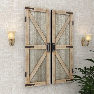 Metal Barn Door Wall Decor Set Of 2 Silver - Olivia & May 8 Metal Barn Door Wall Decor Set Of 2 Silver - Olivia & May - Image 6