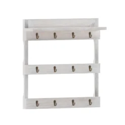 Merrick Lane Steeley Wooden Wall Mount Mug Rack Organizer With Upper Storage Shelf And Metal Hanging Hooks With No Assembly Required -Home Shop GUEST 8cfd5d8d 55a2 4a12 b0c2 827b77601e5e