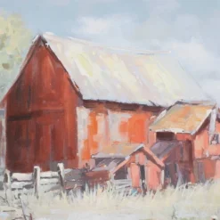 Canvas Landscape Barn Framed Wall Art With Silver Frame Multi Colored - Olivia & May -Home Shop GUEST 8ebafef7 0f57 40e2 b98d d27e3cc892e7