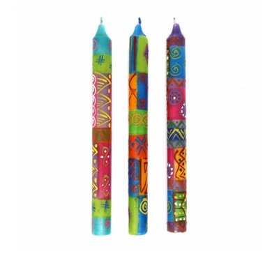 Global Crafts Unscented Hand-Painted Dinner Candles, Boxed Set Of 3 7 Global Crafts Unscented Hand-Painted Dinner Candles, Boxed Set Of 3 - Image 5