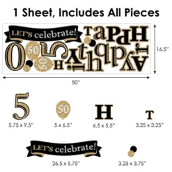Big Dot Of Happiness Adult 50th Birthday - Gold - Peel And Stick Birthday Party Decoration - Wall Decals Backdrop -Home Shop GUEST 922fb0b5 a32e 4516 adc4 d1bb36a8537e