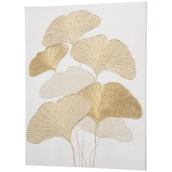 HOMCOM Hand-Painted Canvas Wall Art For Living Room Bedroom, Painting Gold Ginkgo Leaves, 39.25" X 31.5" -Home Shop GUEST 9327be15 d367 4c5f 9987 ed9ac4b65c1c