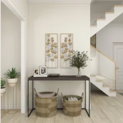 Metal Leaf Tall CutOut Wall Decor With Gold Frame Set Of 2 Gold - Olivia & May -Home Shop GUEST 9437a60f 4142 44c0 bcce 36736a092863