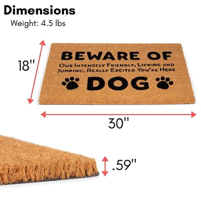 BirdRock Home Beware Of Dog Coir Front Door & Entry Doormat - 18" X 30" 6 BirdRock Home Beware Of Dog Coir Front Door & Entry Doormat - 18" X 30" - Image 4