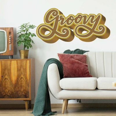 Groovy Retro Peel And Stick Giant Wall Decal Mustard/Gold - RoomMates 4 Groovy Retro Peel And Stick Giant Wall Decal Mustard/Gold - RoomMates - Image 2