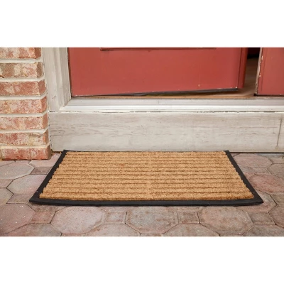 1'5" X 2'5" Striped Indoor/Outdoor Recycled Rubber/Coir Doormat Natural/Black - Entryways 6 1'5" X 2'5" Striped Indoor/Outdoor Recycled Rubber/Coir Doormat Natural/Black - Entryways - Image 4