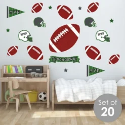 Big Dot Of Happiness End Zone - Football - Peel And Stick Sports Decor Vinyl Wall Art Stickers - Wall Decals - Set Of 20