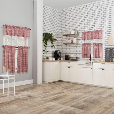 Parkham Farmhouse Plaid Rod Pocket Semi-Sheer Kitchen Curtain Valance And Tiers Set - No. 918 8 Parkham Farmhouse Plaid Rod Pocket Semi-Sheer Kitchen Curtain Valance And Tiers Set - No. 918 - Image 6