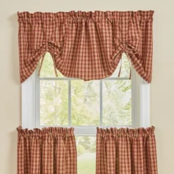 Park Designs Sturbridge Plaid Lined Farmhouse Wine Valance 60"