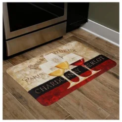 Paris Wine Designer Chef Oil & Stain Resistant Anti-Fatigue Kitchen Floor Mat