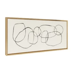 18" X 40" Sylvie Dancing Circles By Teju Reval Of SnazzyHues Framed Wall Canvas Gold - Kate & Laurel All Things Decor