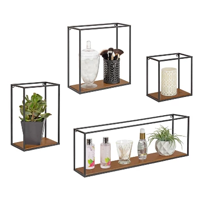 4pc Mallory Wood And Metal Wall Shelf Set Rustic Brown - Kate & Laurel All Things Decor 7 4pc Mallory Wood And Metal Wall Shelf Set Rustic Brown - Kate & Laurel All Things Decor - Image 5