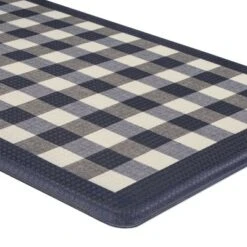 Kate Aurora Navy & White Buffalo Plaid Memory Foam Anti-Fatigue Kitchen Floor Mat 30 In. W X 18 In. L