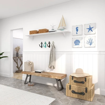 Set Of 4 Metal Sea Horse Speckled Wall Decors With Starfish Shell And Coral Designs Cream - Olivia & May 7 Set Of 4 Metal Sea Horse Speckled Wall Decors With Starfish Shell And Coral Designs Cream - Olivia & May - Image 5