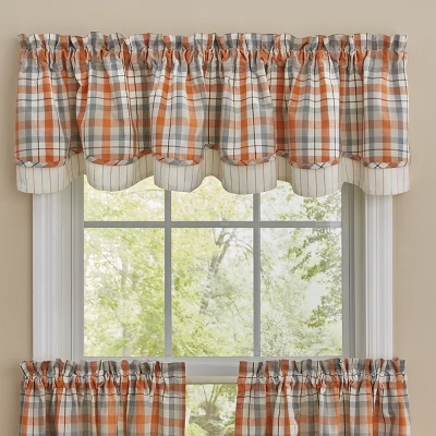 Park Designs Apricot & Stone Lined Layered Valance 72” X 16” 3 Park Designs Apricot & Stone Lined Layered Valance 72” X 16”