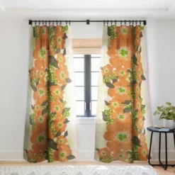 Sewzinski Retro Orange Flowers Single Panel Sheer Window Curtain - Society6 -Home Shop GUEST afb90a25 a4a9 485b 9646 155ee7c61af4