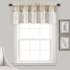 18"x52" Farmhouse Linen Button Window Valance - Lush Décor -Home Shop GUEST b02e4d65 6d63 41d1 9a09 08bd3bd3f49e