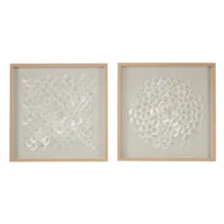 Shell Geometric Handmade Overlapping Shells Shadow Box With Canvas Backing Set Of 2 Cream - Olivia & May 12 Shell Geometric Handmade Overlapping Shells Shadow Box With Canvas Backing Set Of 2 Cream - Olivia & May -Home Shop GUEST b0774518 6a33 483d 84fc 7c9ab4cd59a6